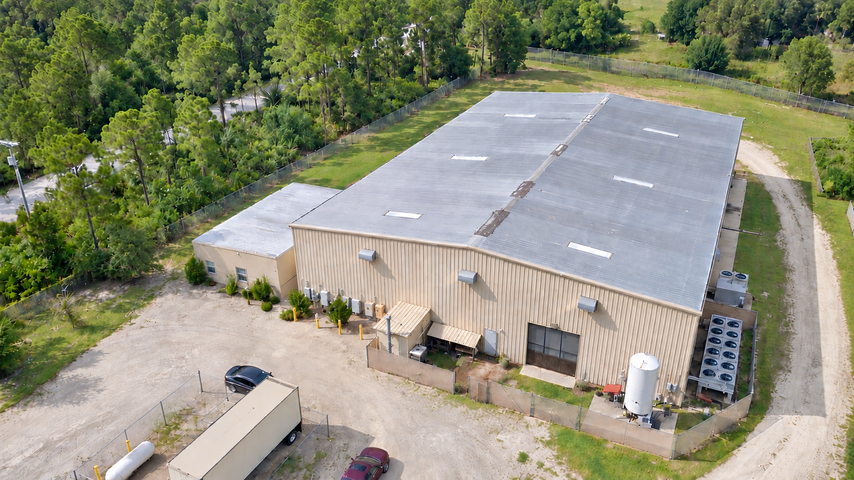 Aerial view of the Saw Palmetto Florida processing facility