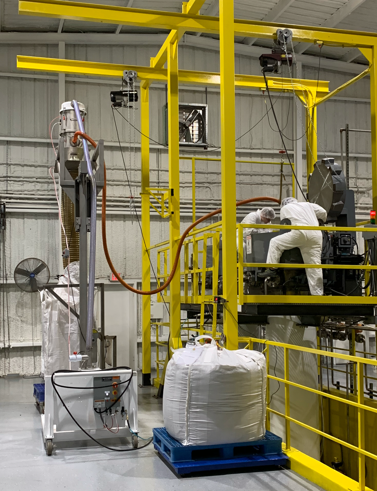 Team working with the in-house extraction equipment